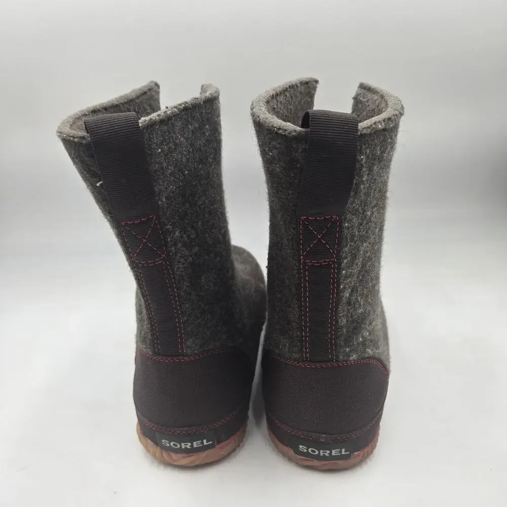 Rare Sorel Cozy Felt Boots Womens Sz 10 Gray Cabin Outdoor Granola Mom